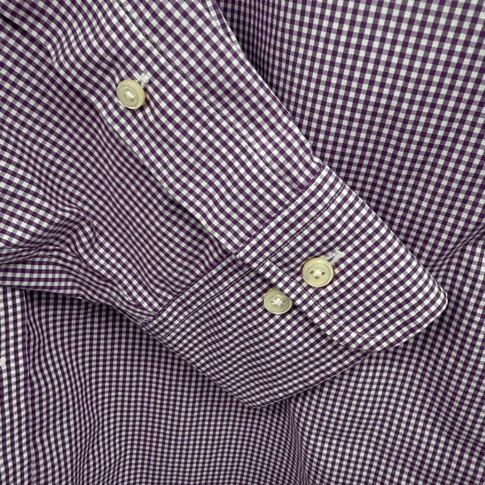 Ralph Lauren Slim Fit Shirt Mens 15.5 Purple Gingham Check‎ Button Down Cotton